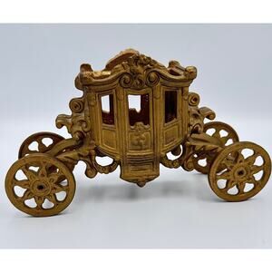 Vintage Cast Iron Art Cinderella Carriage Coach No. 239 JM Candle Holder Decor